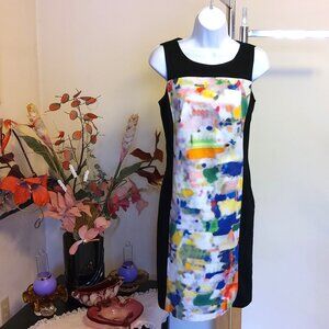 NWT JENSEN Women's Sleeveless Crew Neck Multi Color Summer Midi Dress 38